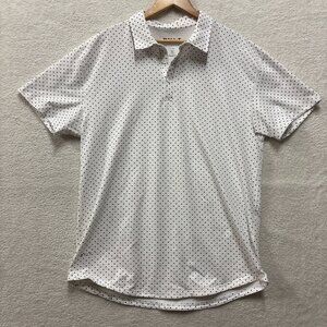 Bylt Shirt Mens XL Drop Cut S/S Polo Lux White Scalloped Polo Black Dots